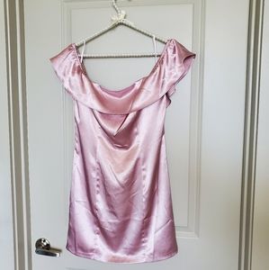Gianni Bini Satin Off-Shoulder Mini Dress